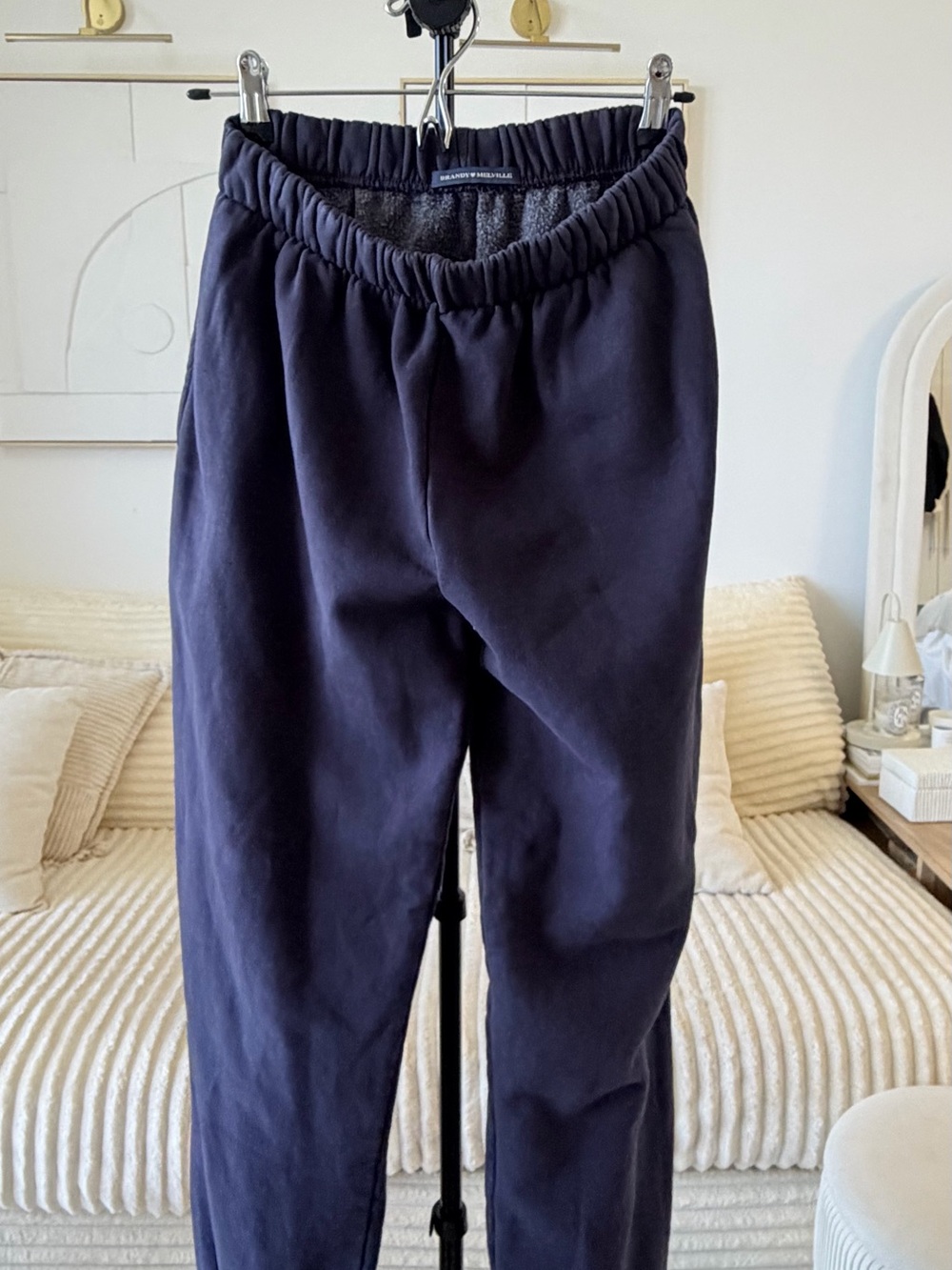 Brandy Melville Navy Blue Fleece Jogger Sweatpants — Size M
